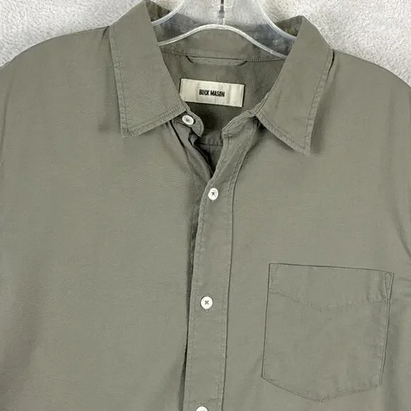 Buck Mason Shirt Mens L Draped Twill One Pocket Gray Preppy Classic Huckberry - Picture 2 of 8